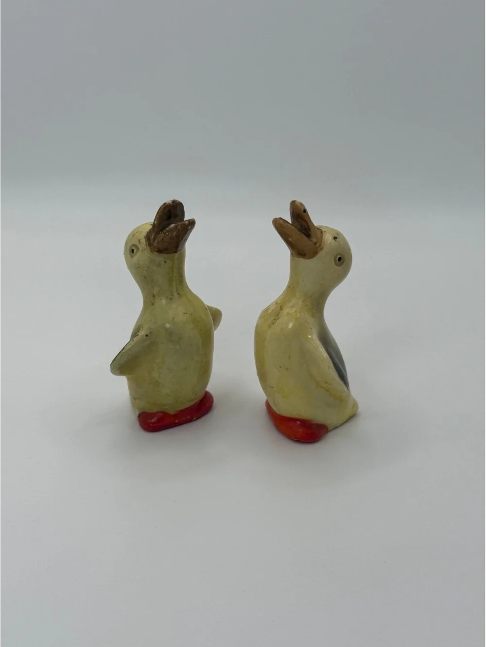 Vintage Ceramic Duck Bird Salt Pepper Shakers Figural Pair Kitchen Decor